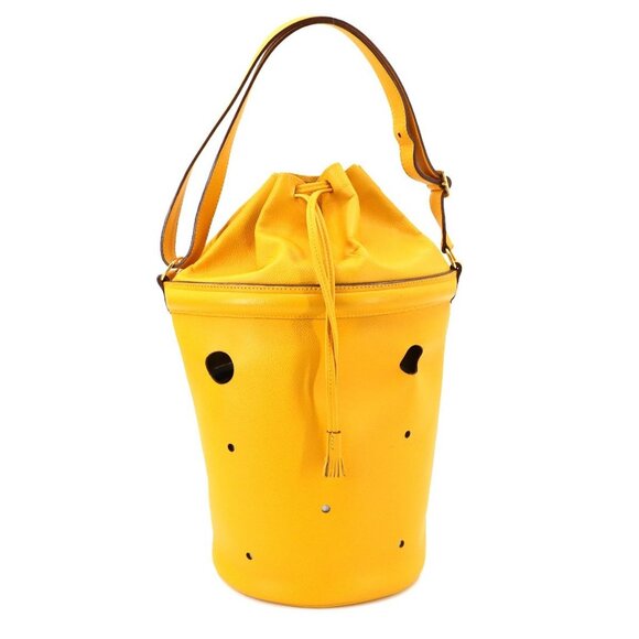 HERMES Mangeoire MM Hand Shoulder Bag Epsom Jaune Purse 90265832 - Picture 1 of 10